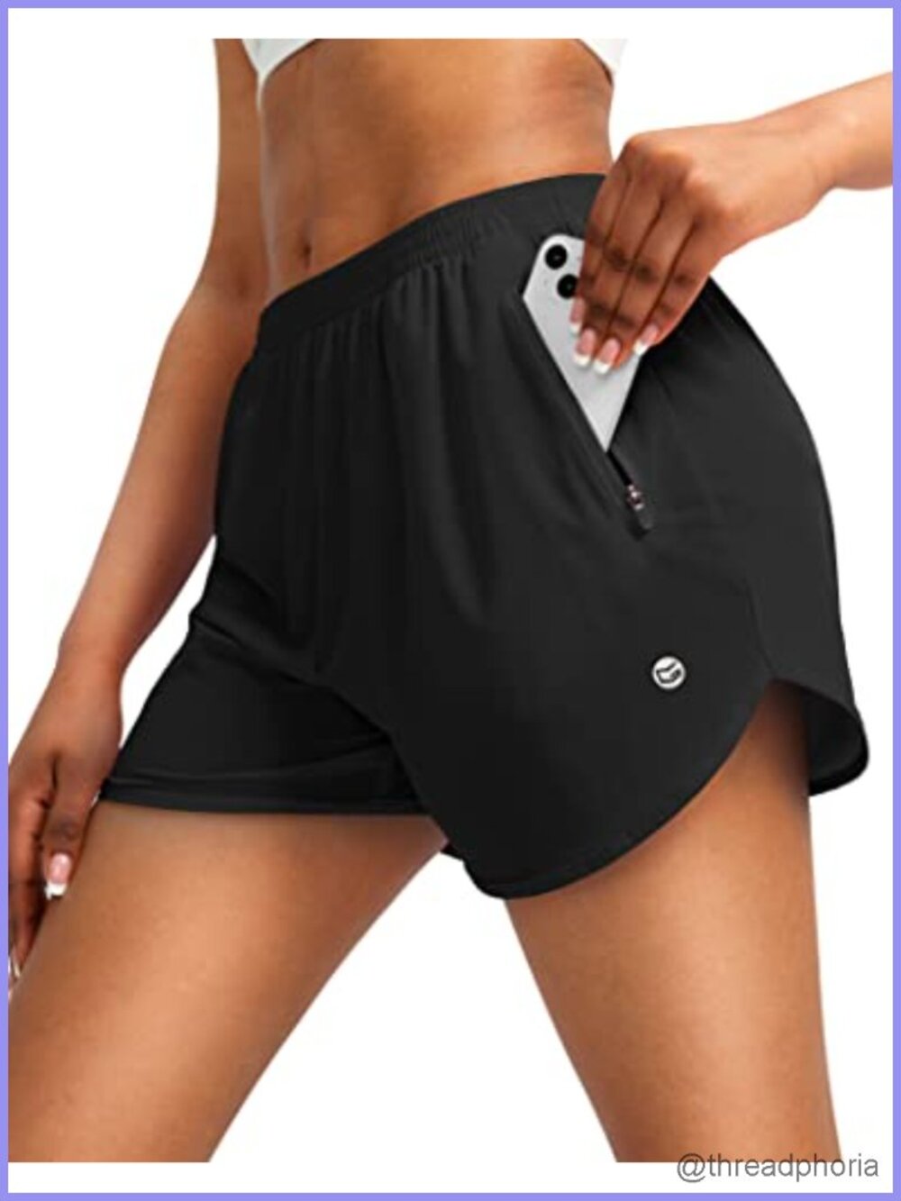 Women's Running Shorts with Built-in Liner, Zipper Pockets, Quick-Dry, 3" Inseam